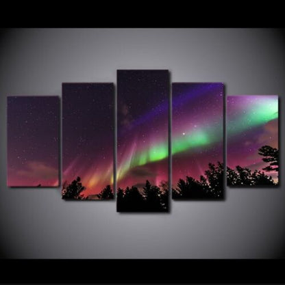 5Pcs Wall Art Canvas Painting Picture Home Decor Modern Abstract Aurora Skylight