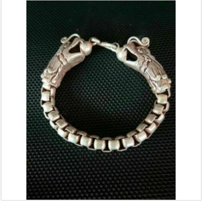 Collectible Chinese Tibet Silver Bangle Handwork Auspicious Dragon Bracelet