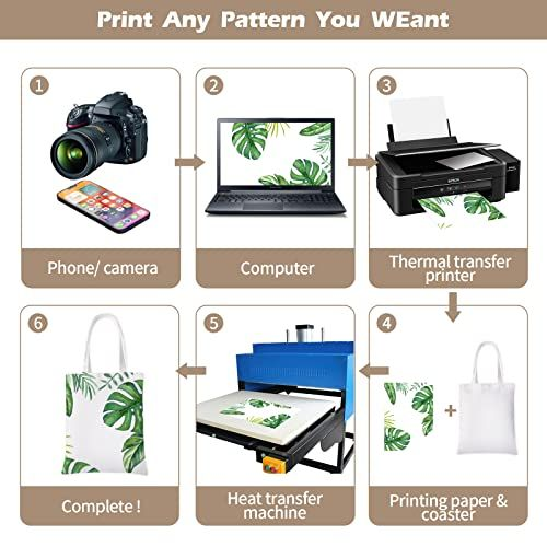 YOUKE OLA 10 Pieces Sublimation Tote Bags Printing Blank Canvas White
