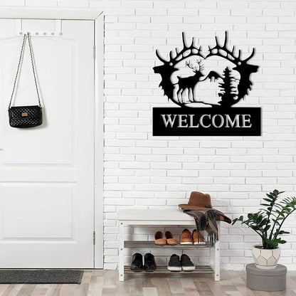 Deer Metal Wall Art Deer Pine Tree Wall Decor Metal Deer Welcome Sign