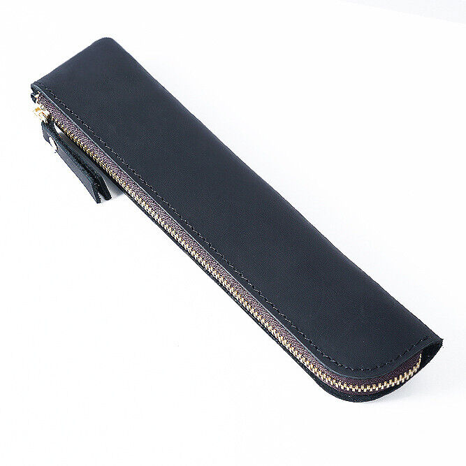 Handmade Cowhide Leather Vintage Zipper Pencil Case mini Pen Bag Pen Accessories