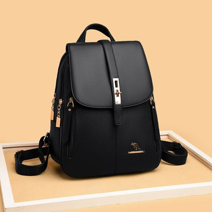 Synthetic Leather Backpacks Shoulder Bag Travel School Polyester Zipper Softback