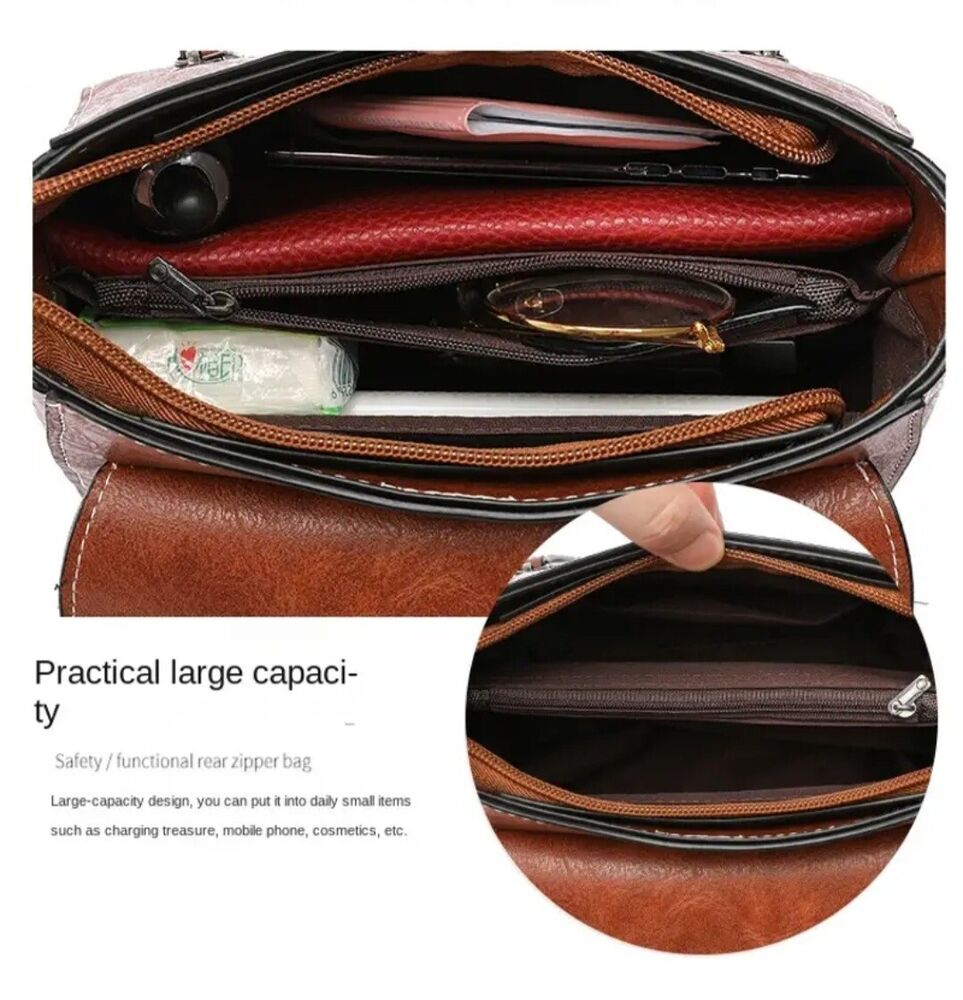 Shoulder Bag For Women Pu Leather Handbag Crossbody Bag Brown Purse Messenger
