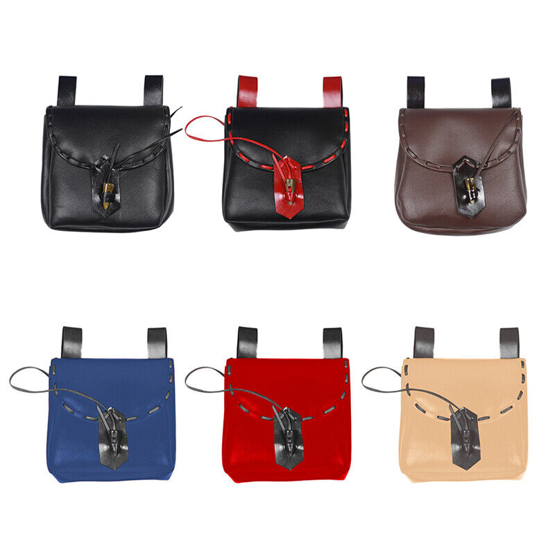 Medieval Renaissance Faux Leather Belt Pouch Reenactment Cosplay Waist Belt Bag