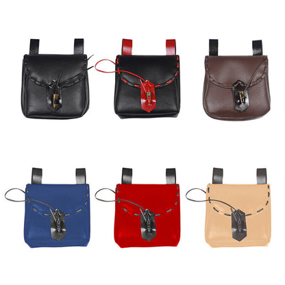 Medieval Renaissance Faux Leather Belt Pouch Reenactment Cosplay Waist Belt Bag