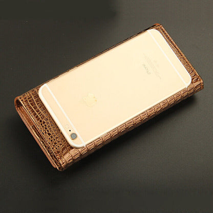 Genuine Leather Crocodile Pattern Lady's Clutch Bag Fashion Business Long Wallet