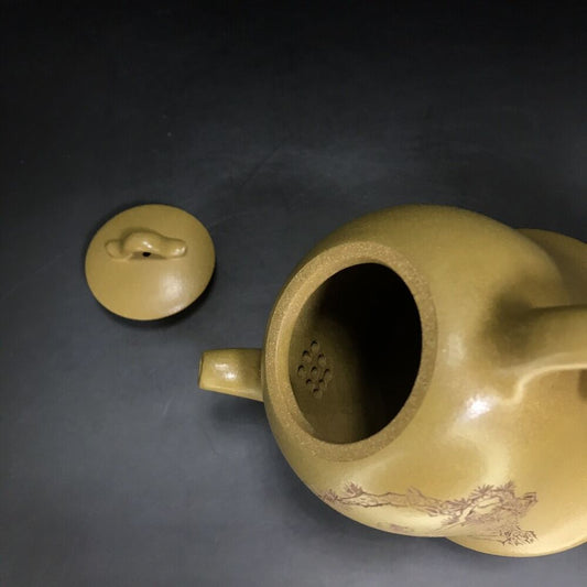 vintage chinese yixing purple clay teapot zisha ceremony carving Collectible art