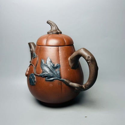 Vintage Chinese Yixing Purple Clay Teapot Zisha Ceremony Ceramic Pumpkin Teaware