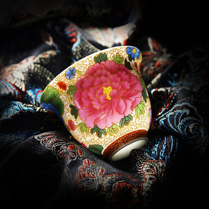 Chinese Enamel Painted Ceramic Teaset Vintage Teacup Eco-friendly Wine Mug Gift