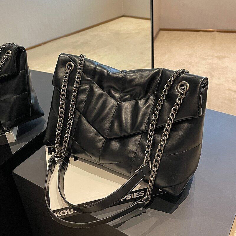 Winter Main Vintage PU Leather Chain Crossbody Bags Ladies Totes Shopping Bag