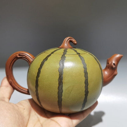 Chinese Yixing Purple Clay Teapot Zisha Handmade Ceramic Watermelon Teaware Fine