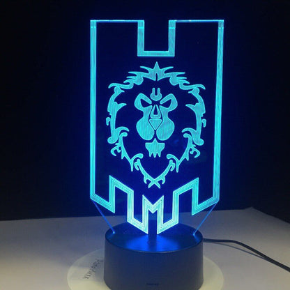 World of Warcraft 3D illusion LED Lamp Alliance Tribal Signs 7 color Night Light