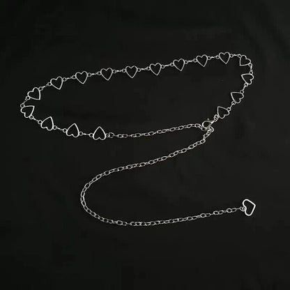 Women Belt Classic Love Heart Hollow Waist Chain Pants Trendy Hip Hop Waistbands