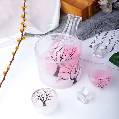 Wine Glass Bottles 6Pcs Plum Blossom Frosted Fingerprint Japanese Sake Bar Tools