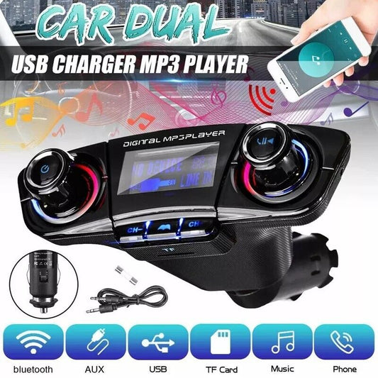 Transmisor Bluetooth FM Para Carro Cargador USB Con Doble Salida Para Automovil