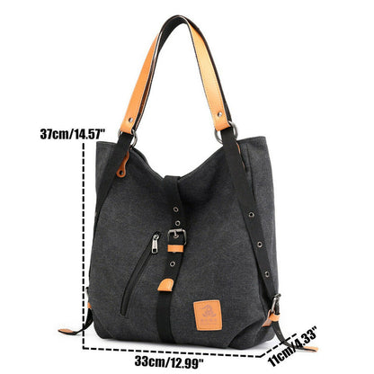 Women Canvas Backpack Shoulder School Bag Messenger Travel Handbag Tote