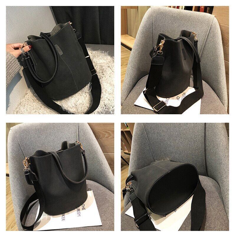 Women Bucket Bag PU Leather Top-handle Bags Crossbody Bags Women Shoulder Bag