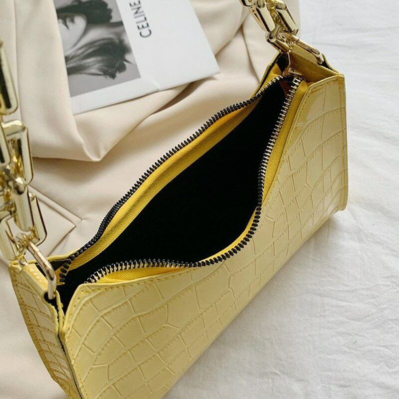 Zipper Handbags Texture Embossed Lacquer Shoulder Bag Simple Small Square Bags