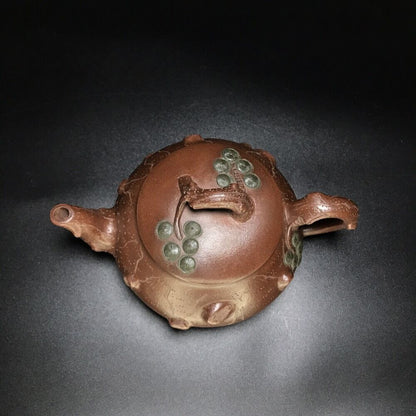 vintage chinese yixing purple clay teapot zisha ceremony carving Collectible art