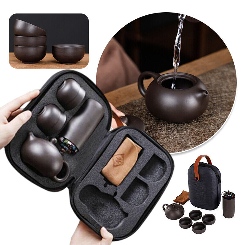 Portable Tea Cup Set Travel Camping Kung Fu Tea Pot Set with Storage Bag Gift