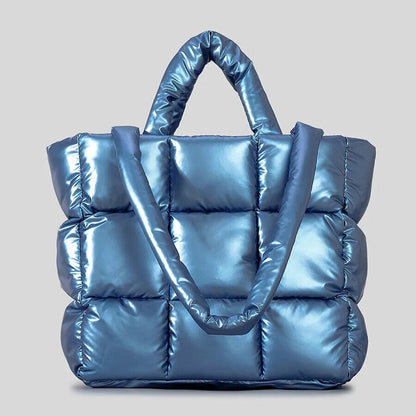 Padded Tote Bag Women Handbags Nylon Down Shoulder Bags Warm Winter Purse