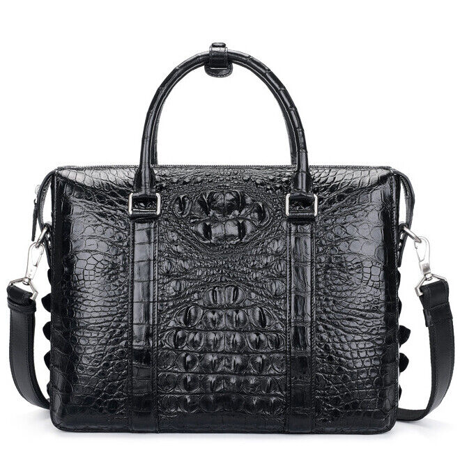 Handcrafted Alligator Crocodile Skin Leather Briefcase Men's Business Handbags