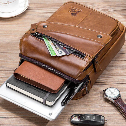100% Genuine Leather Men's Sling Shoulder Bag Messenger Bag 8" Handbag Crossbody