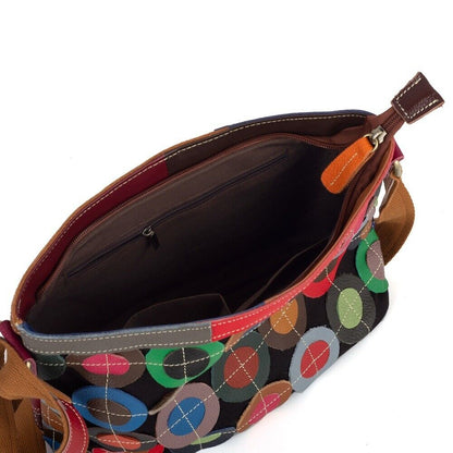100% Genuine Leather Colorful Patchwork Sling Shoulder Bag,Leather Messenger Bag