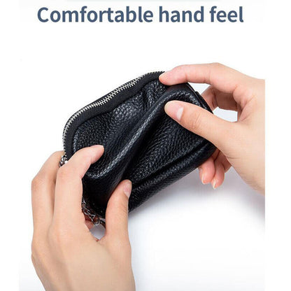 Unisex Soft Small Real Leather Pouch Coins Purse Mini Soft Wallet Zips Keys Bag