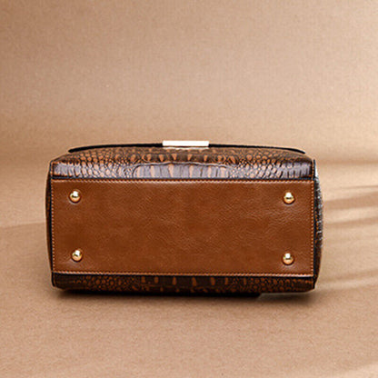 Women's Leather Crocodile Embossed Handbag Satchel Tote CrossBody Shoulder Bag