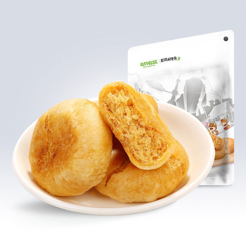 Leisure Food Pastry soft bread meat floss cake from China Snacks 三只松鼠_黄金肉松饼 456g
