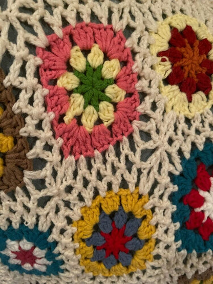 Handmade Crocheted Afghan Blankets Cushion Felt Granny Square Acrylic 150x150cm