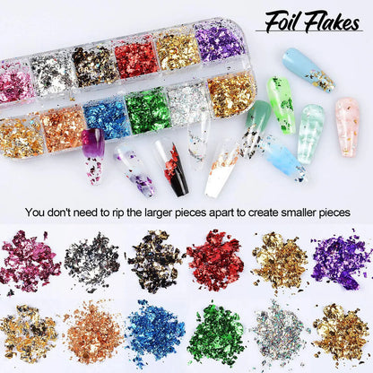 Nail Art Decor 12Design Box 3D Irregular Abalone Seashell Fragment Flakes Charms