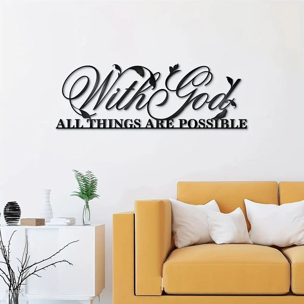 1pc Iron Art Decoration Wall Decor With God All Things Are Possible Sign