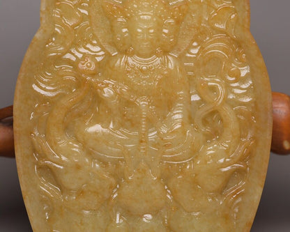 Old Chinese Natural Hetian Jade Carving Buddha Statue Figurine Collectible Rare