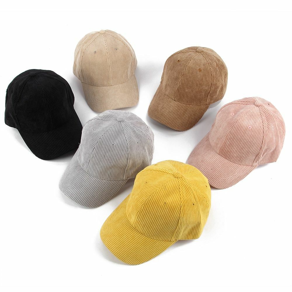 Baseball Caps Adjustable Black Beige Plain Color Corduroy Hats Women Mens Casual