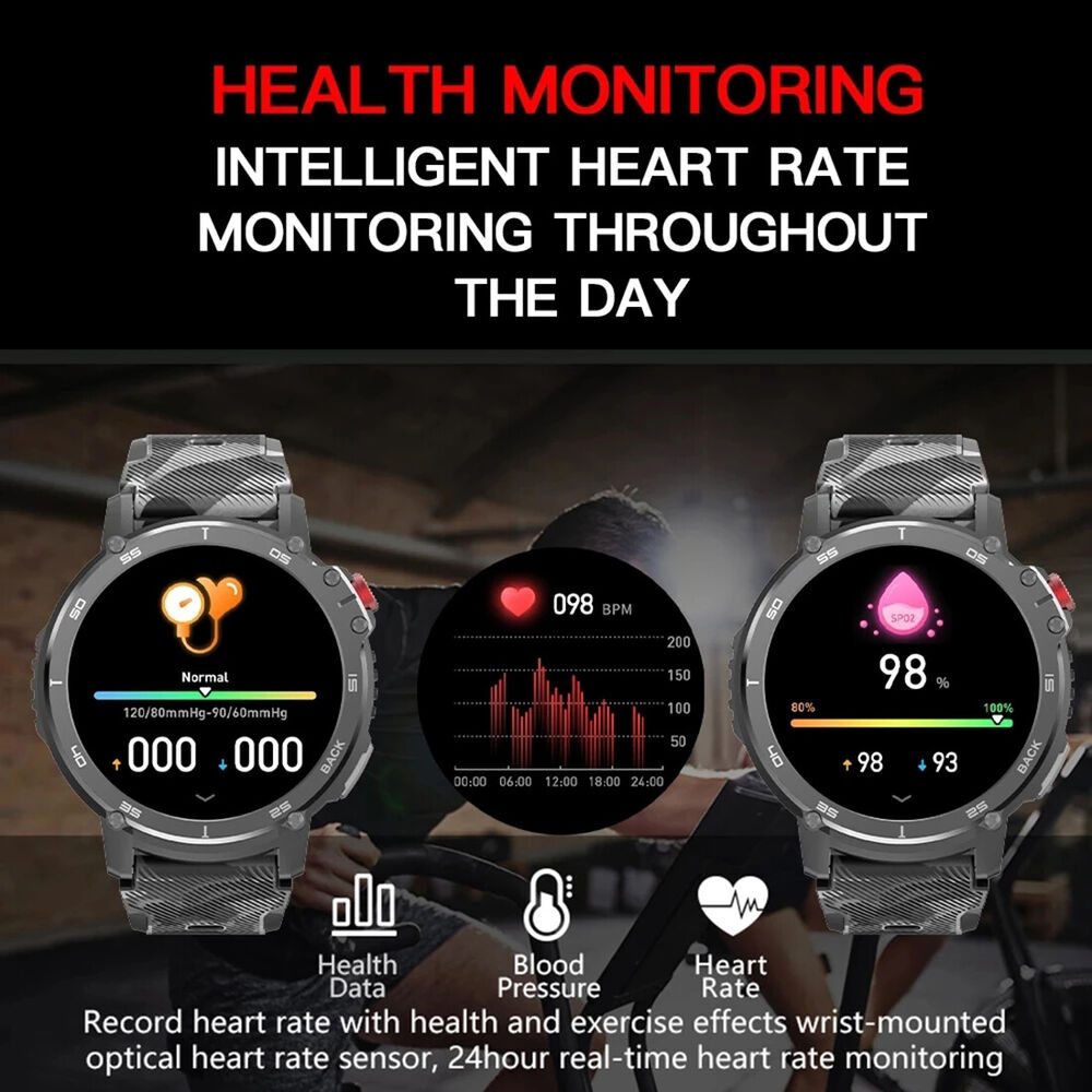 Bluetooth Smart Watch Heart Rate Blood Pressure Fitness Tracker for iOS Android