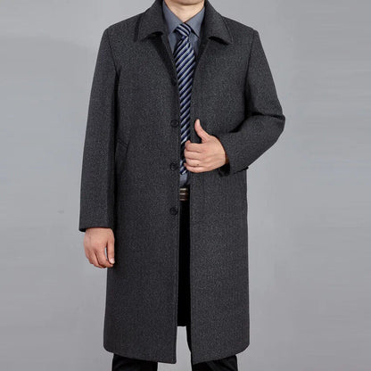 Winter Overcoat Clothes Men Thicker Casual X-long Covered Button Mens Wool Coat