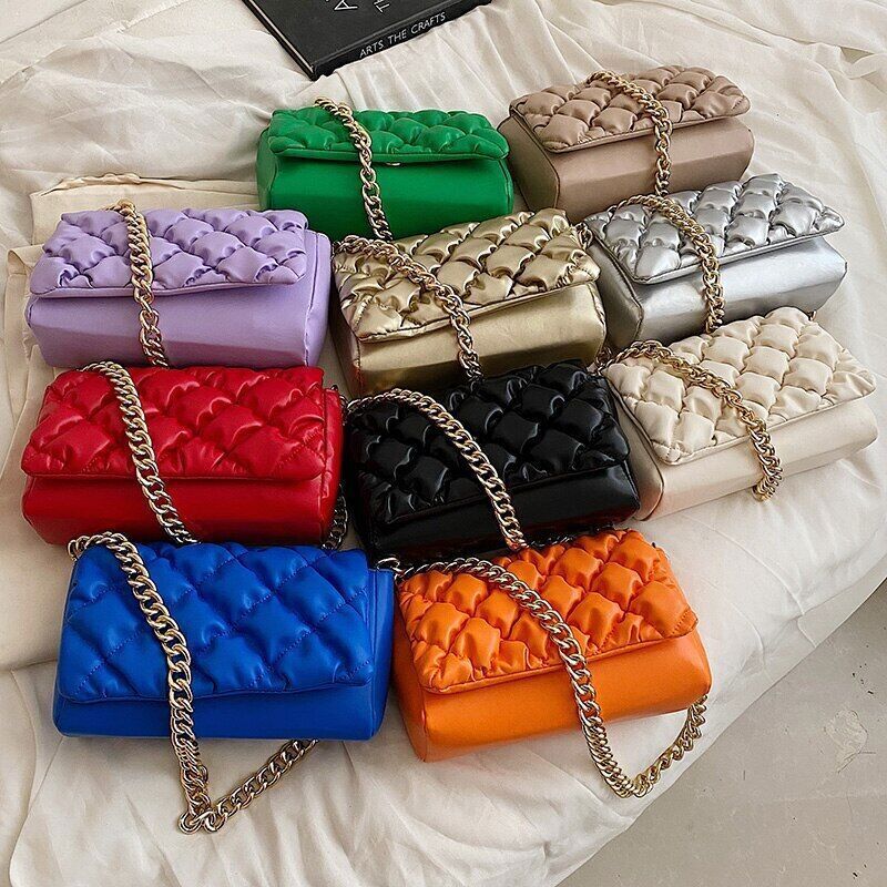 2022 Shoulder Bags Woman Leather Brand Handbag Gold Woman Shoulder Bag
