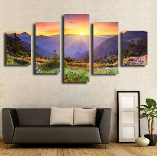 5 Pieces Canvas Wall Art Poster and Print Living Room Scenery No Framed