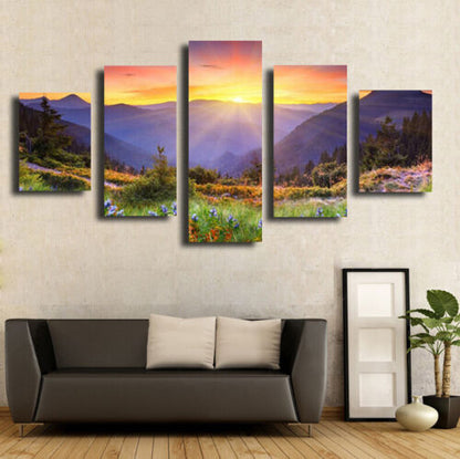 5 Pieces Canvas Wall Art Poster and Print Living Room Scenery No Framed