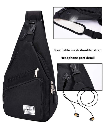 d'yallee 15.4" Sling Bag for Men Crossbody Shoulder Chest One Size, Black