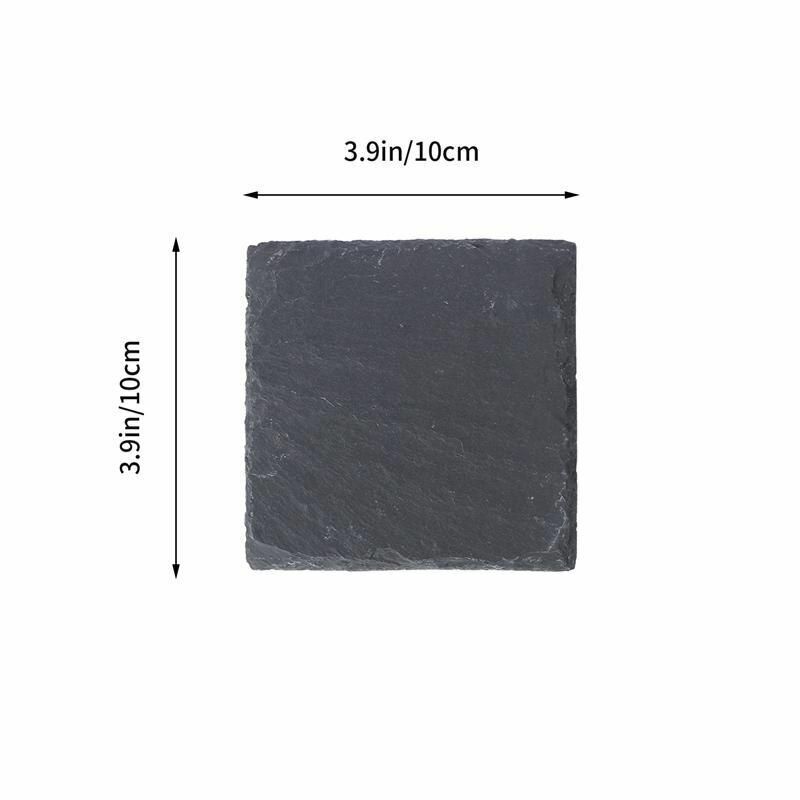 4Pcs/Set Cup Drink Coasters 10x10cm Natural Slate Anti-Slip Glass Mugs Placemats