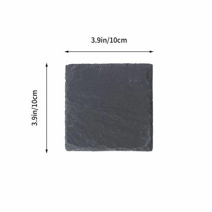 4Pcs/Set Cup Drink Coasters 10x10cm Natural Slate Anti-Slip Glass Mugs Placemats