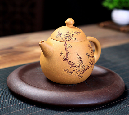 Yixing zishahu raw ore gold section mud plum blossom dragon egg handmade teapot