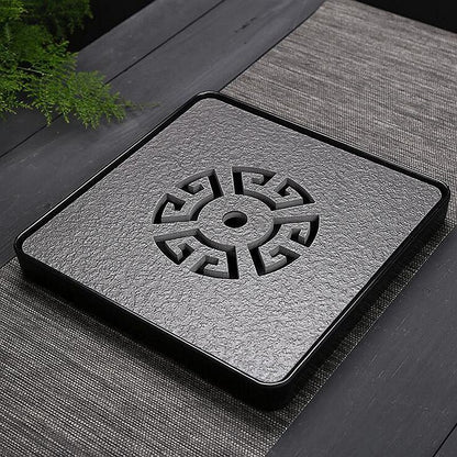 Black Stone Kungfu Tea Tray with Drainage Water Storage for Puer Tableware Tea