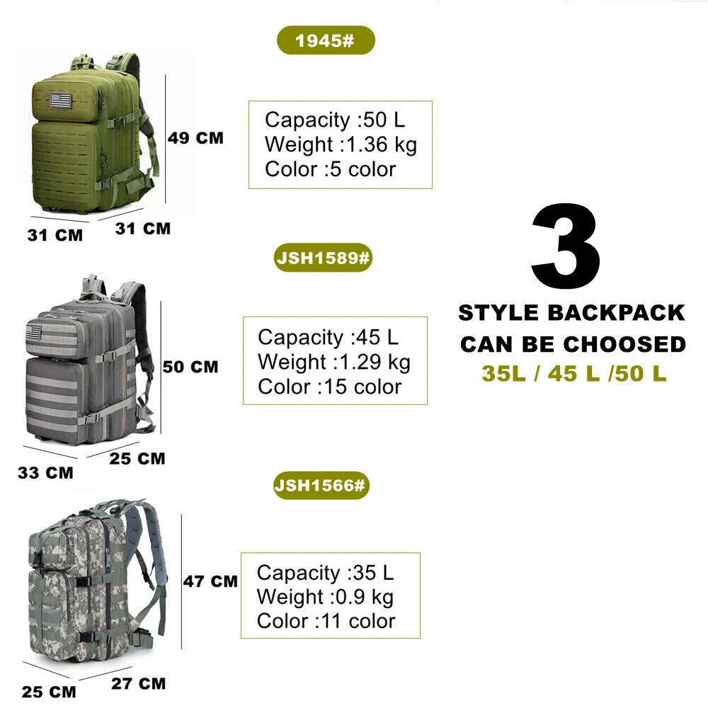 Backpack Outdoor Tactical Sports Camping Hiking Trekking Fishing Hunting Bag
