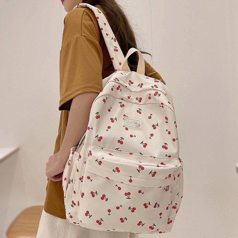 Floral Print Traveling Backpack School Laptop Bag College Purse 31*11*41 CM Pink