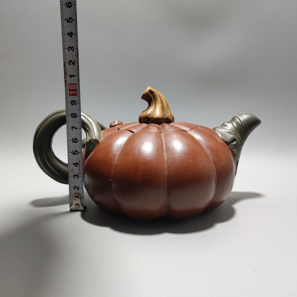 Vintage Chinese Yixing Purple Clay Teapot Zisha Ceremony Ceramic Pumpkin Teaware