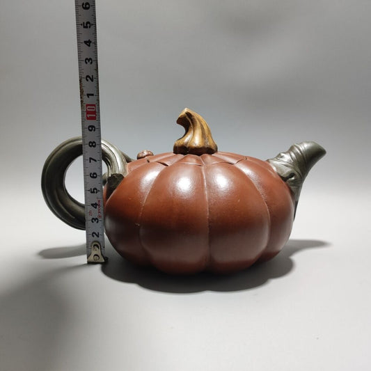 Vintage Chinese Yixing Purple Clay Teapot Zisha Ceremony Ceramic Pumpkin Teaware